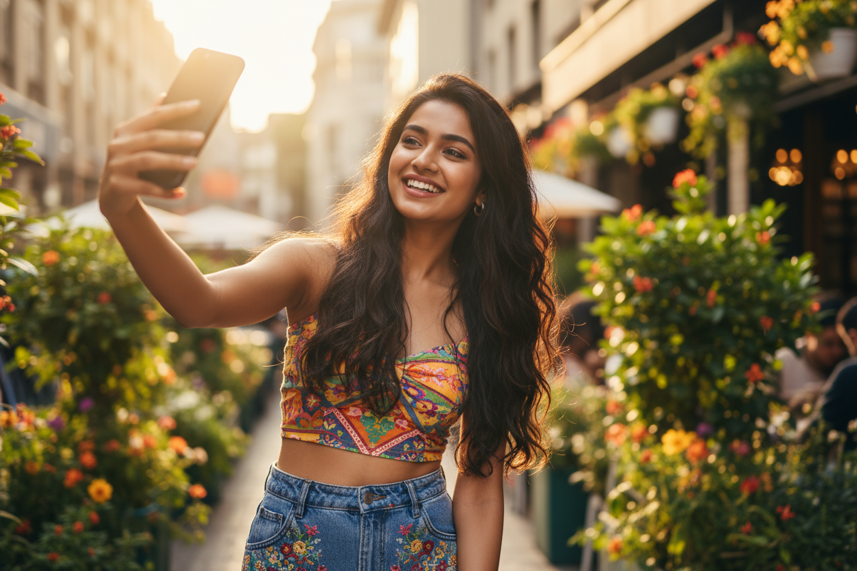 Create a india girl image selfiy image